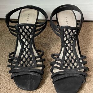 Black sparkly heels. Worn twice.